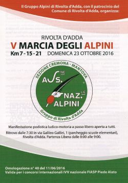 5^ Marcia degli Alpini Rivolta d'Adda 23 Ottobre 2016